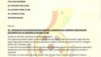 Photo of Release: Western Regional Football Association has Opened Player Registration Window and Calls for Company Registration and Documents.
