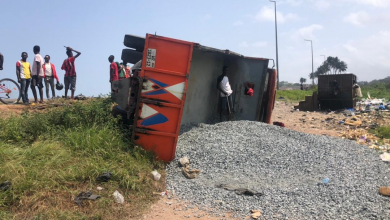 Photo of Truck Carrying Gravel Capsized At Essaman