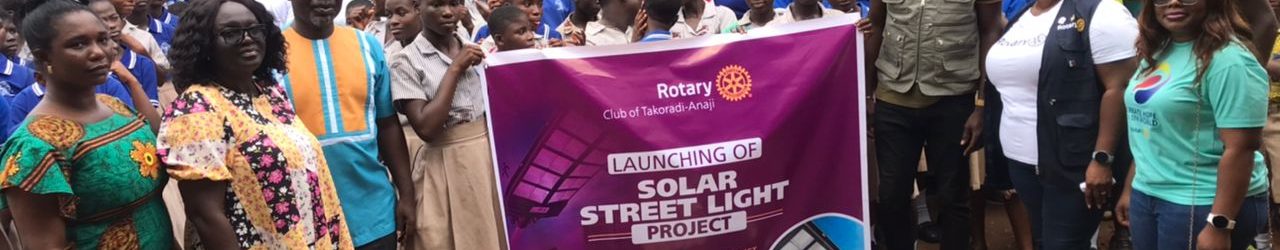Rotary Club of Takoradi-Anaji donates 10 solar powered street lights to Assakae-Whindo Methodist Primary and Junior High School in Takoradi.