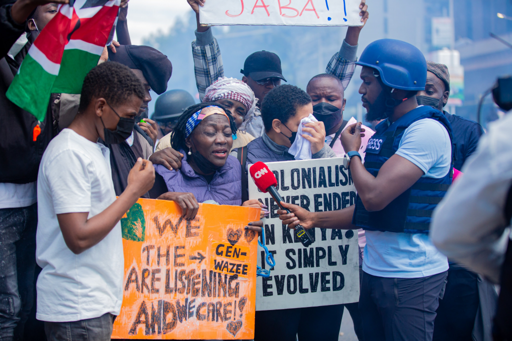 Kenyan activist Auma Obama, half-sister of former U.S. President Barack Obama, was among the protesters tear-gassed by police in Kenya...