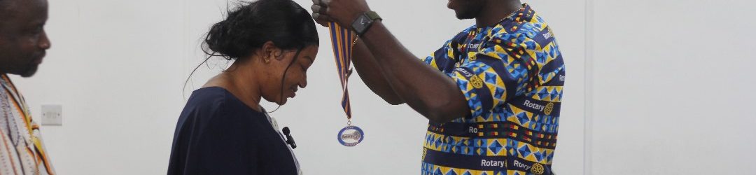 Rotarian Edwin Amanor, outgoing President of the Takoradi-Anaji Rotary Club for 23/24, has handed over leadership to Rotarian Rita Dede Amidu